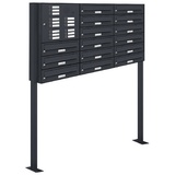 AL Briefkastensysteme Briefkasten Premium (BxH): 122.9 x 150cm, Anzahl Schlitze: 15 stehend - grau