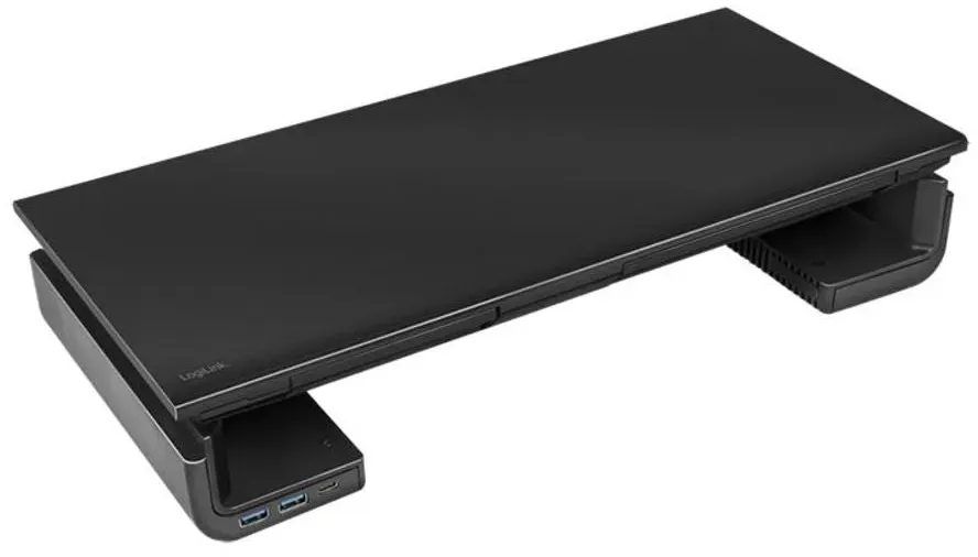 LogiLink Ergonomischer Monitorständer mit Smartphone- und Tablet-Halterungen und 3-Port USB-Hub