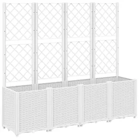 vidaXL Pflanzkübel mit Rankgitter 160 x 40 x 140 cm Weiß