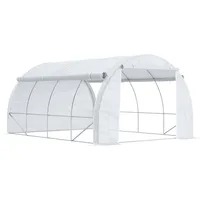 Gewächshaus Foliengewächshaus 3,97 X 3,02 X 2 M Mit Uv-schutz, Winddichtes Tomatenhaus Mit Seitentür Aus Stahl In Weiß
