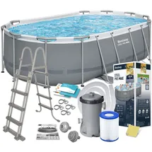 BESTWAY Steel Pro Max Oval Pool 427 x 250 x 100 cm inkl. Filterpumpe und Poolleiter
