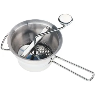 Küchenprofi Profi Passiergerät Edelstahl rostfrei, ø 20cm, spülmaschinenfest, Passiermühle inkl. 4 Lochscheiben, Passiersieb für passierte Tomaten, Kartoffel Püree und mehr, 40 x 30 x 20 cm