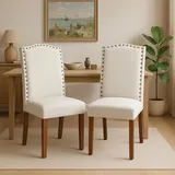 dumos Esszimmerstühle 2er Set, Elegant und Schön Modern Stühle Esszimmer, Pu-Leder Gepolstert küchenstühle, Esszimmerstuhl Geeignet für Küche, Wohnzimmer, Schlafzimmer (Beige)
