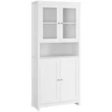 Homfa Buffet Vitrinenschrank, Küchenschrank, Bücherschrank Hochschrank, mit 4 Türen, weiß, Höhe 190cm weiß