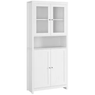 Homfa Buffet Buffetschrank, Küchenschrank, Vitrinenschrank Hochschrank, mit 4 Türen, weiß, Höhe 190cm weiß