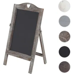 Werbetafel HWC-E51, Aufsteller Kreidetafel, 66x37x27cm Shabby-Look Vintage ~ braun