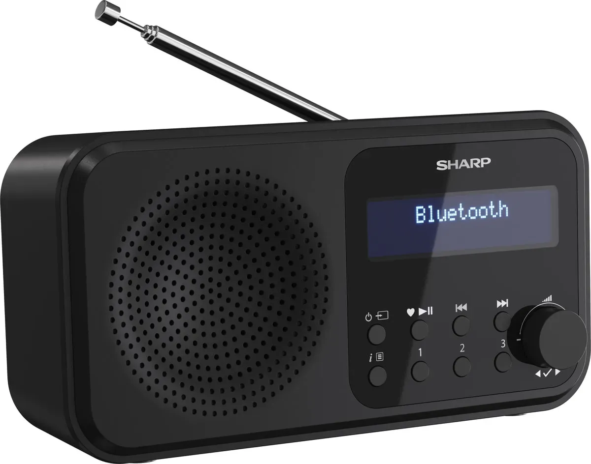 SHARP DR-P420 Portables Digitalradio (DAB/DAB /FM mit RDS, USB, Bluetooth 5.0, 3,5mm Klinke Wecker-Funktionen), Schwarz