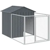vidaXL Hundehütte mit Auslauf Anthrazit 117x201x123cm Verzinkter Stahl