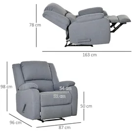 Homcom Relaxsessel mit Liegefunktion Fernsehsessel mit Leinenoptik, Seitengriff