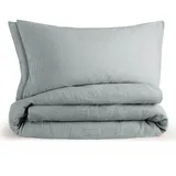 Blumtal Musselin Bettwäsche Blau 135 x 200 cm + 40 x 80 cm