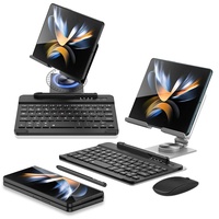 SHIEID Galaxy Z Fold 4 Stand, 360°Rotate POS Tablet Stand, Zip Pull Out, Integriertes Klappdesign Set [Klapphalterung/Tastatur/Maus/Kondensatorstift] Stand für Galaxy Z Fold4/Fold3, Silber