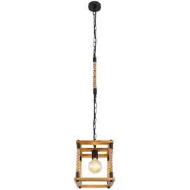 GLOBO Hängeleuchte 1-flg. 25 cm eckig Holz schwarz naturfarben