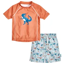 Playshoes Jungen Zweiteiler Rash-Guard-Set, Dino Orange, 86-92
