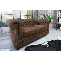 Riess-Ambiente 2er Sofa CHESTERFIELD - 150cm antik braun mit Knopfheftung und Federkern