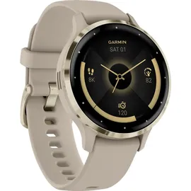 Garmin Venu 3S french gray/softgold mit Schnellwechsel-Silikon-Armband french gray