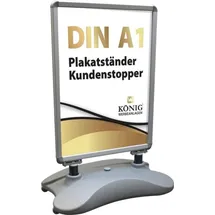Dreifke Plakatständer Keitum Wind Line DIN A1 silber| beidseitig für 2 Plakate | stabiler Werbeaufsteller für Wind und Wetterfester Kundenstopper Aufsteller