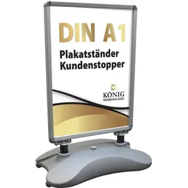 Dreifke Plakatständer Keitum Wind Line DIN A1 silber| beidseitig für 2 Plakate | stabiler Werbeaufsteller für Wind und Wetterfester Kundenstopper Aufsteller