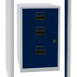 Bisley Home Beistellschrank mit Schloss aus Stahlblech, 2 Universal-Schubladen + 1 Hängeregistratur-Schublade einbahnig abschließbar - für