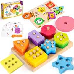 LENBEST Lernspielzeug Spielzeug ab 1 Jahr – Steckpuzzle Holzpuzzle Baby 6 9 Monate (Baby spielzeug Lernspielzeug Geschenke), Motorikspielzeug Kinderspielzeug ab 1 Jahr