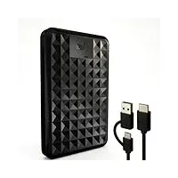 ModusTech Facet 1TB Externe Festplatte Tragbar USB-C/USB 3.1 5Gbps — Kompakte High Speed HDD für Backup, Datensicherung, Gaming, PC, Mac, Laptop, PS4, Xbox, Smart TV (Schwarz)