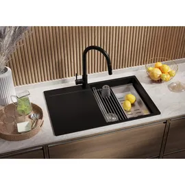 Primagran San Francisco Level S035 rechts Einbau Granit schwarz Handbetätigung 780 x 500 mm