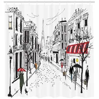 ABAKUHAUS Duschvorhang Paris Eiffelturm 175 x 220 cm grau