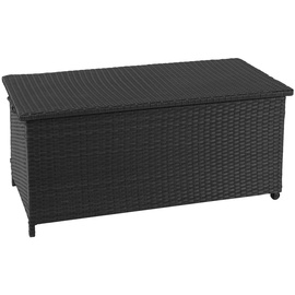 Mendler Poly-Rattan Kissenbox HWC-D88, Gartentruhe Auflagenbox Truhe Premium schwarz, 63x135x52cm 320l