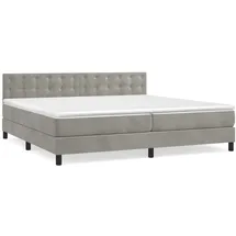 vidaXL Boxspringbett mit Matratze Hellgrau 200x200 cm Samt