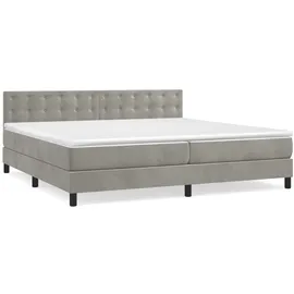 vidaXL Boxspringbett mit Matratze Hellgrau 200x200 cm Samt
