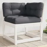 vidaXL Garten-Ecksofa mit Kissen Weiß 73x73x78 cm Massivholz Kiefer