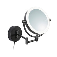 Libaro LED Kosmetikspiegel Modena Vergrößerungsspiegel 360° Schminkspiegel mit Wandmontage und Dimmerfunktion (Schwarz 5X / 10x)