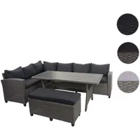 Poly Rattan Garnitur HWC-E96, Garten-/Lounge-Set Sitzgruppe, Spun Poly halbrundes Rattan ~ grau, Kissen anthrazit