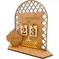 Ramadan Kalender aus Holz Eid Countdown Kalender mit den Zahlen 0-9 Kombiniert Werden, Eid Mubarak Kalender Adventskalender Dekoration - B - Braun