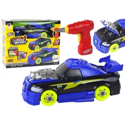 LEAN Toys Spielzeug-Auto Auto Sportwagen DIY Sounds Lichter Bohrer Fahrzeug Effekte Spielzeug blau