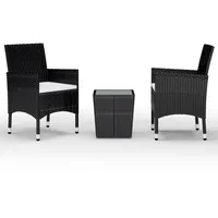 vidaXL 3-tlg Bistro-Set Poly Rattan und Hartglas Schwarz