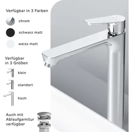 AM.PM Waschtischarmatur Hoch Chrom Wasserhahn Bad Waschbecken Armatur Einhebelmischer Badarmatur Mischbatterie für Badezimmer Aufsatzwaschbecken