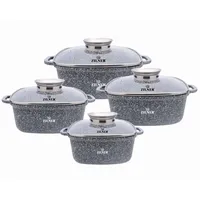 Zilner 8-teiliges Kochtopfset 2,8 / 3,5 / 4,4 / 5,5L , mit Deckel, Induktionskochgeschirr, Antihaftbeschichtung ZL 8534, grau - Grau