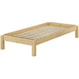 Erst-Holz Massivholzbett Stapelbett Kiefer Natur 80x190cm Einzelbett stapelbar Gästebett - Rollrost 60.48-08-190