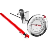 BROWIN® Analog Bratenthermometer mit Clip und Etui 100450 | 0-100 °C Grillthermometer aus Edelstahl | Garthermometer für Fleisch, Flüssigkeiten, Babymilch | Fleischthermometer zum Kochen und Braten