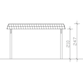 SKANHOLZ Wendland Einzelcarport 4,09 x 8,70 m eiche hell mit EPDM-Dach und Pfostenanker