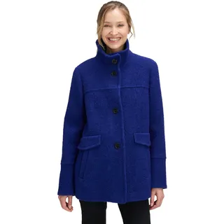 Wolljacke GIL BRET, Damen, Gr. 48, blau (bright blau melange), Web, Obermaterial: 32% Baumwolle, 27% Polyester, 18% Wolle, 18% Polyacryl, 5% sonstige Fasern, unifarben, casual, gerade Po-bedeckend, Rundhals, Langarm, Jacken, mit Stehkragen