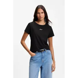 Boss ORANGE T-Shirt Elove Embro Premium Damenmode mit Rundhals, Slim Fit schwarz XL (42)