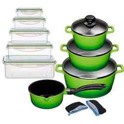 Topf-Set KING "ALUGUSS", grün, Töpfe, Glasdeckel, Induktion,Keramikantihaftbeschichtung