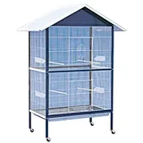 Arquivet Sassari Vogelhaus 100 x 60 x 176,5 cm - Großer Vogelkäfig mit Rädern für Vögel - Metall mit 2 Ebenen für große Vögel - Papageien, Agapornis, Kanarienvögel, Wellensittiche