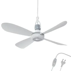 Mobiler Deckenventilator, 230V / 5 Watt, Ø40 cm Portabler Decken - Ventilator mit Aufhänger und Schalter, Energiesparend
