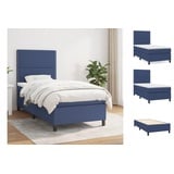 vidaXL Boxspringbett mit Matratze Blau 90x190 cm Stoff