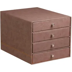Rhodiarama Schubladenbox mit 4 geschlossenen Laden, Kunstleder, 24,8x32 ,7x22,8cm - Schokoladenbraun 318863C