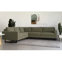 Ecksofa PLACES OF STYLE "Pinto, 250/290 cm, langer Schenkel, XXL, Ottomane" Sofas Gr. B/H/T: 290cm x 85cm x 250cm, Feincord, langer Schenkel links, grün (khaki) Cord, Feincord, Luxus-Microfaser Leder und Chenille