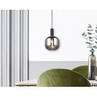 MeineWunschleuchte Kleine LED Pendelleuchte einflammig Rauchglas hängend Schlafzimmer Bett,