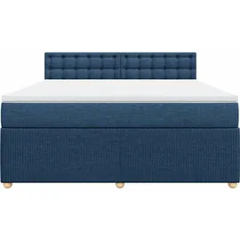 vidaXL Boxspringbett mit Matratze Blau 180x200 cm Stoff
